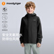 moodytiger男童風(fēng)衣防風(fēng)拒水春秋款兒童外套連帽簡(jiǎn)約純色耐磨戶(hù)外休閑運動(dòng)衣 炭黑色 160