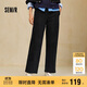 森馬（Semir）休閑褲女冬季抓絨分割松緊腰寬松長(cháng)褲顯腿長(cháng)風(fēng)闊腿褲101724127011