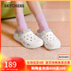 斯凱奇（Skechers）女鞋洞洞鞋涼鞋增高厚底耐磨沙灘拖鞋小怪獸包頭洞洞鞋111581 白色/多彩色/WMLT 37