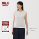 無(wú)印良品（MUJI）女式 雙股天竺編織法國袖T恤上衣打底衫內搭女裝25年夏季BB2RPA5S 白色 L (165/88A)