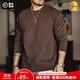 馬登工裝新疆純棉長(cháng)袖T恤男秋7A抑菌打底衫圓領(lǐng)白色重磅男士體恤新款 咖啡色 L