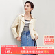 尚都比拉復古摩登翻領(lǐng)拉鏈鹿皮絨短外套女春秋休閑百搭夾克 杏色 L 