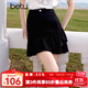 百圖betu女裝2025夏季新款高腰女裙包臀荷葉短裙半身裙裙子女2504T63 黑色 L
