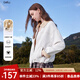 betu女裝2025秋季新款短外套下擺抽繩雙面牛仔色外套女2508T49 米白 S