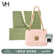 VANESSA HOGAN VH包包女包太陽(yáng)神系列復古郵差小包單肩斜挎包生日禮物送女友櫻花粉(油蠟皮質(zhì)款 贈禮袋))小包