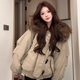 妙奕嘉棉服女2025年新款牛角扣厚外套秋冬小個(gè)子棉襖女派克服短款棉衣女 卡其色短款連帽牛角扣工裝棉服 S