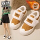 森馬女鞋春季時(shí)尚百搭休閑松糕防滑厚底板鞋加絨保暖抗寒高顏值二棉鞋 栗色 （基礎款） 40