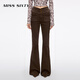 MISS SIXTY2025秋季牛仔褲女V型高腰復古顯瘦喇叭長(cháng)褲超模褲 咖啡色短版 26