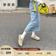 莎莎蘇[楊超越同款]2025秋季新款咖啡貝果勃肯單鞋舒適女內(nèi)增高樂福鞋 卡其色 36