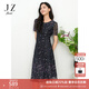 玖姿（JUZUI）氣質減齡蕾絲網紗蝴蝶連衣裙女2025夏季新款JLFX50041 花黑 2XL