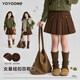 優(yōu)優(yōu)1點(diǎn)女童半身裙秋冬2026新款兒童百褶短裙冬季加厚裙子女孩美拉德穿搭 4526咖色 150 cm