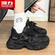回力女鞋老爹鞋女2025新款蝴蝶增高鞋子女厚底ins潮學(xué)生休閑運動(dòng)鞋女 黑色 36