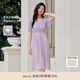 珂萊蒂爾【玫瑰裙】2025夏季新款減齡收腰短袖連衣裙女優(yōu)雅氣質(zhì)長裙 淡紫 M