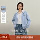 茵曼2025秋冬女裝新款 彩點(diǎn)撞色連帽針織開(kāi)衫休閑通勤寬松毛衣外套 淺藍色 S
