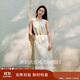 茵曼法式串珠女裝連衣裙2025春季新品小眾褶皺無(wú)袖裙子 米杏色 M