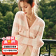 Olrain歐芮兒法式小香風(fēng)毛衣外套女春裝條紋馬海毛開(kāi)衫 粉色 M