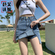 芭芙達妮半身裙女2026年夏季新款高腰顯瘦小個(gè)子百搭a字包臀牛仔短裙子褲 藍色(牛仔內襯) S (86-98斤)