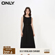 ONLY夏季通勤顯瘦吊帶收腰A字中長款連衣裙女|124242010 J1Z 黑色牛仔提花印花 XL (175) 92A