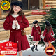 G.DUCKKIDS小黃鴨女童連衣裙秋冬季新款小香風(fēng)兒童裙子中大童女孩加絨拜年服 紅色 120 尺碼5~6歲【110-120cm】