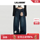 LALABOBO【商場(chǎng)同款】LALABOBO彎刀牛仔褲25年秋新款潮原創(chuàng  )寬松松弛感褲子 深藍 27