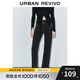UR冬季新款女裝休閑復古水洗高腰絨底牛仔長(cháng)褲UWM840082 深灰 27