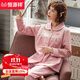 恒源祥秋冬季空氣全棉夾層睡衣款套裝女純棉長(cháng)袖夾棉加厚月子服 5531 XL