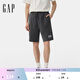 GAP男裝2025夏季新款印花logo輕薄抽繩運動(dòng)短褲寬松休閑褲727013 灰色 3XL (185/96A) 亞洲尺碼
