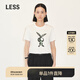 LESS春季棉質(zhì)T恤女兔子印花休閑簡約圓領(lǐng)短袖上衣2N1110010 105/半漂白 M