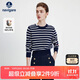 Navigare意大利小帆船女25秋冬新款條紋全羊毛針織衫短款羊毛衫2334005511