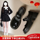 ZHR單鞋女鏡面JK學(xué)院風(fēng)厚底瑪麗珍鞋復古小皮鞋女 AH355 黑色 37 