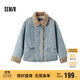 森馬（Semir）牛仔棉服女拼接毛領(lǐng)美式復(fù)古2024冬寬松毛邊夾克街頭109724108017