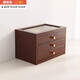 實(shí)木收納盒首飾盒胡桃色大容量抽屜式文玩盒結婚禮品家用木質(zhì)盒 胡桃色 三層31*19*18cm