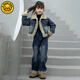 G.duck女童冬季加厚牛仔套裝2025新款中大童羊卷毛外套長(cháng)褲加絨兩件套潮 羊毛卷牛仔套裝(不要貪大) 140 碼建議身高135cm