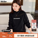 MsShe【28支莫代爾紗】大碼女裝2025秋冬胖mm字母提花半高領(lǐng)毛衣 黑色現貨 3XL