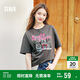 森馬（Semir）短袖t恤女中長(cháng)款萌寵花上衣25夏透氣吸濕寬松套頭衫109325100005