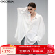 COCOBELLA微透視蝙蝠袖休閑白襯衫女Oversize遮陽(yáng)開(kāi)衫SR3193 白色 L