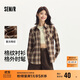 森馬（Semir）長(cháng)袖襯衫女中長(cháng)款慵懶寬松落肩秋季chic復古格紋襯衣101524105004