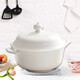 傳旗 白瓷品鍋 10英寸 帶蓋大湯碗砂鍋家用陶瓷鍋雙耳湯鍋