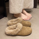 瑜品佳水貂毛毛勃肯半拖鞋女外穿2025新款秋冬一腳蹬保暖懶人包頭棉拖鞋 駝色 37