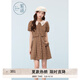 紫涵（ZIHAN）紫涵假兩件撞色翻領(lǐng)連衣裙女2025夏季新款甜美單排扣短袖a字短裙 咖格 S