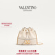 華倫天奴VALENTINO女士 VLOGO SIGNATURE 羊皮革迷你水桶包 淺象牙白色 均碼