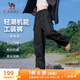 駱駝（CAMEL）加絨機能工裝降落傘褲中性抽繩束腳褲 C24CR1L7658L 幻影黑 L