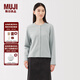無(wú)印良品（MUJI）女式 毛圈 開(kāi)衫 女外套長(cháng)袖25年秋季上衣 女裝圓領(lǐng)BB2SRA5A 淺藍色 L （165/88A）