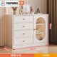 木呈櫨斗柜收納柜臥室靠墻儲物柜客廳立柜歐式五斗櫥床尾白色抽屜置物柜 四斗柜+玻璃單門(mén)[100CM]  環(huán)保板材/送貨到家安裝好