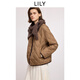 LILY2025冬新款巴恩風(fēng)撞色燈芯絨翻領(lǐng)90鴨絨輕薄羽絨服外套女短款 716淺卡其 S