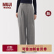 無(wú)印良品（MUJI）女式 橫豎彈力起毛抽褶寬版褲 褲子女款女裝秋季新品BE1XQC5A 灰色 S （155/62A）