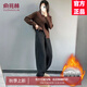 俞兆林（YUZHAOLIN）韓版衛褲女2025秋冬季加絨加厚保暖梨形遮肉顯瘦潮流百搭哈倫褲子 黑色褲子【加絨加厚】 L 建議100-115斤