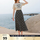 三彩2025夏季新款碎花半身裙高腰開(kāi)叉雪紡A字裙浪漫長(cháng)裙清新M 烏黑色花卉 S 155/64A