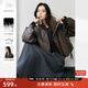 對白【杜鵑同款】PU皮翻領(lǐng)短款羽絨服女2025冬季新款保暖皮衣夾克 巧克力棕 L
