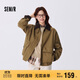 森馬（Semir）外套女燈芯絨翻領(lǐng)寬松chic女士秋拼接格紋夾克工裝風(fēng)101524108018